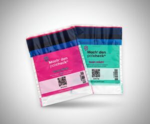 Farbcodierte Kontaminationsbeutel mit QR-Code