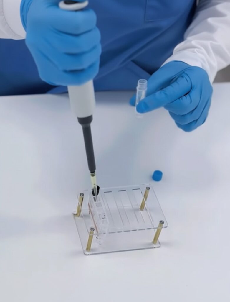 Laboranalyse einer Probe mit der Pipette